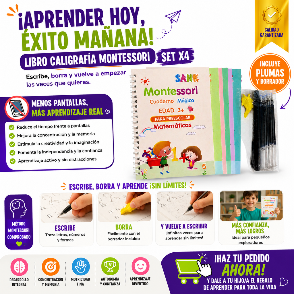 Kit Montessori Infantil SET x4 – Aprende Jugando y Sin Pantallas | Envío Gratis