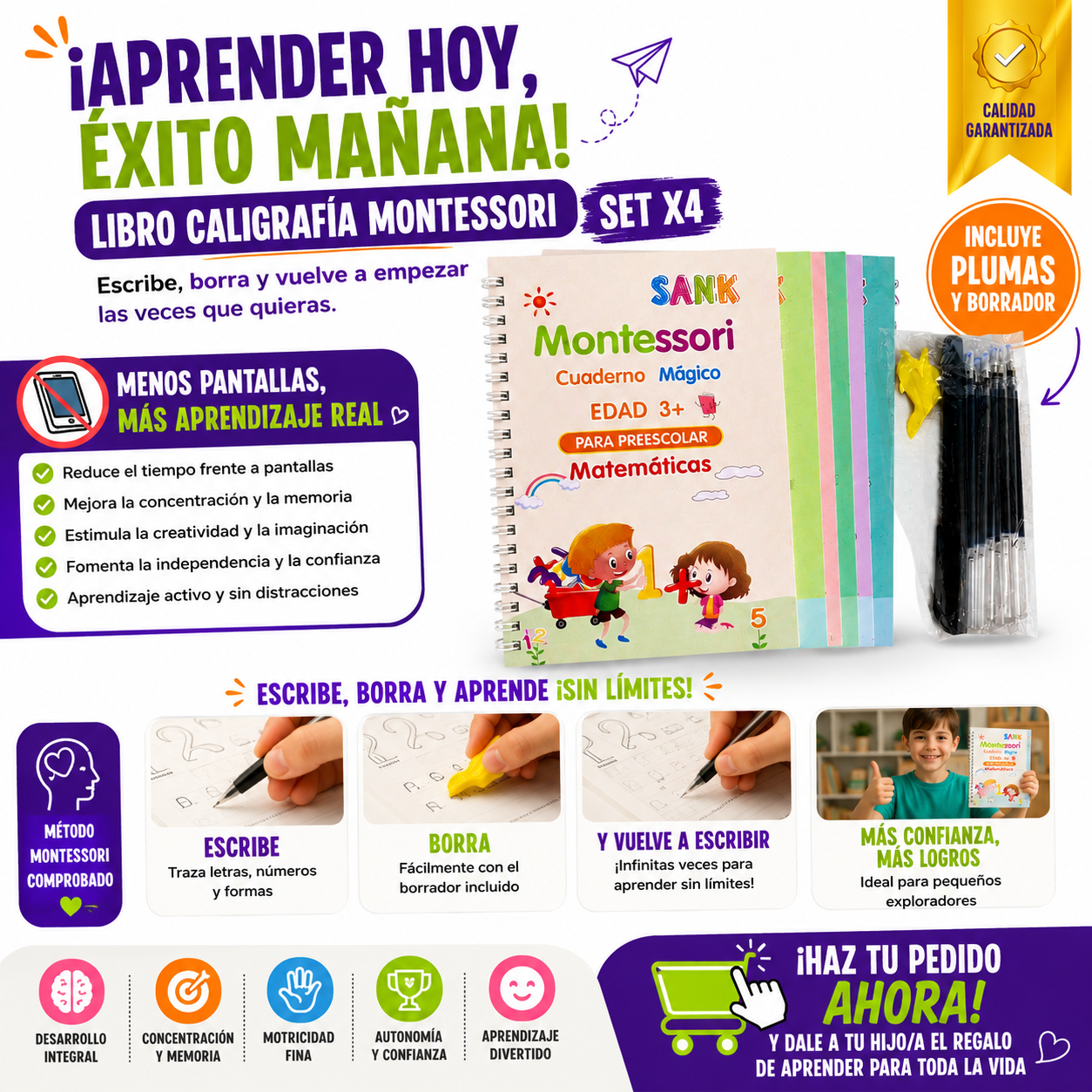 Kit Montessori Infantil SET x4 – Aprende Jugando y Sin Pantallas | Envío Gratis
