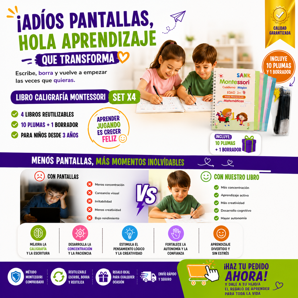 Kit Montessori Infantil SET x4 – Aprende Jugando y Sin Pantallas | Envío Gratis