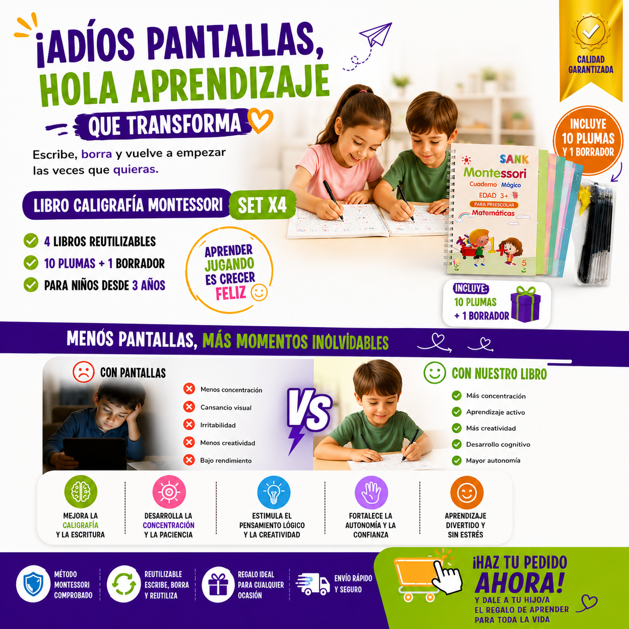 Kit Montessori Infantil SET x4 – Aprende Jugando y Sin Pantallas | Envío Gratis