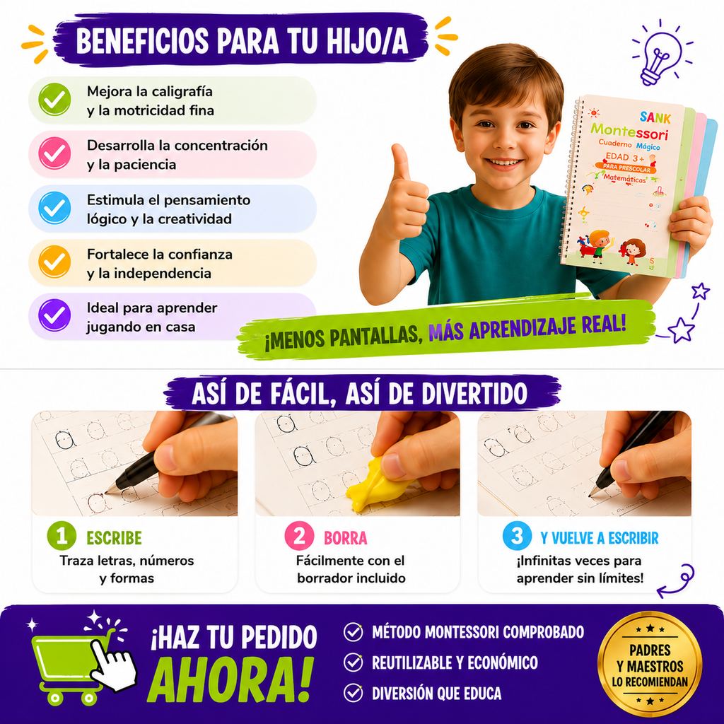 Kit Montessori Infantil SET x4 – Aprende Jugando y Sin Pantallas | Envío Gratis
