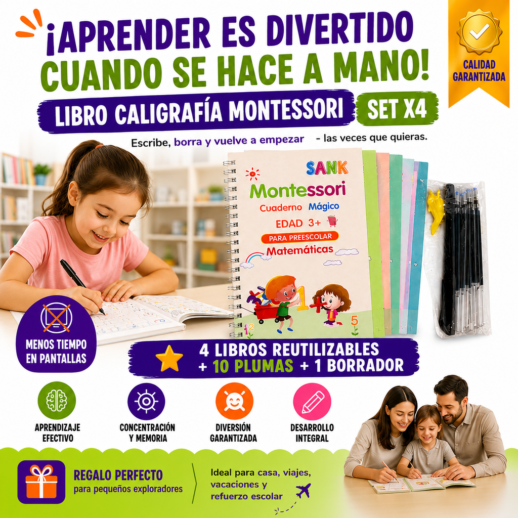 Kit Montessori Infantil SET x4 – Aprende Jugando y Sin Pantallas | Envío Gratis