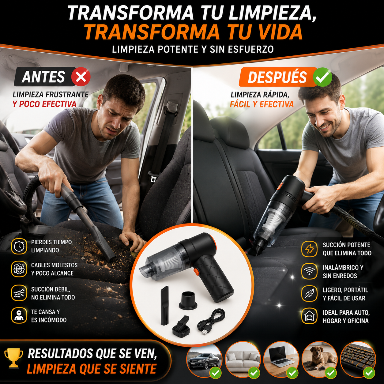 Mini Aspiradora De Mano Recargable 3 en 1 Usb