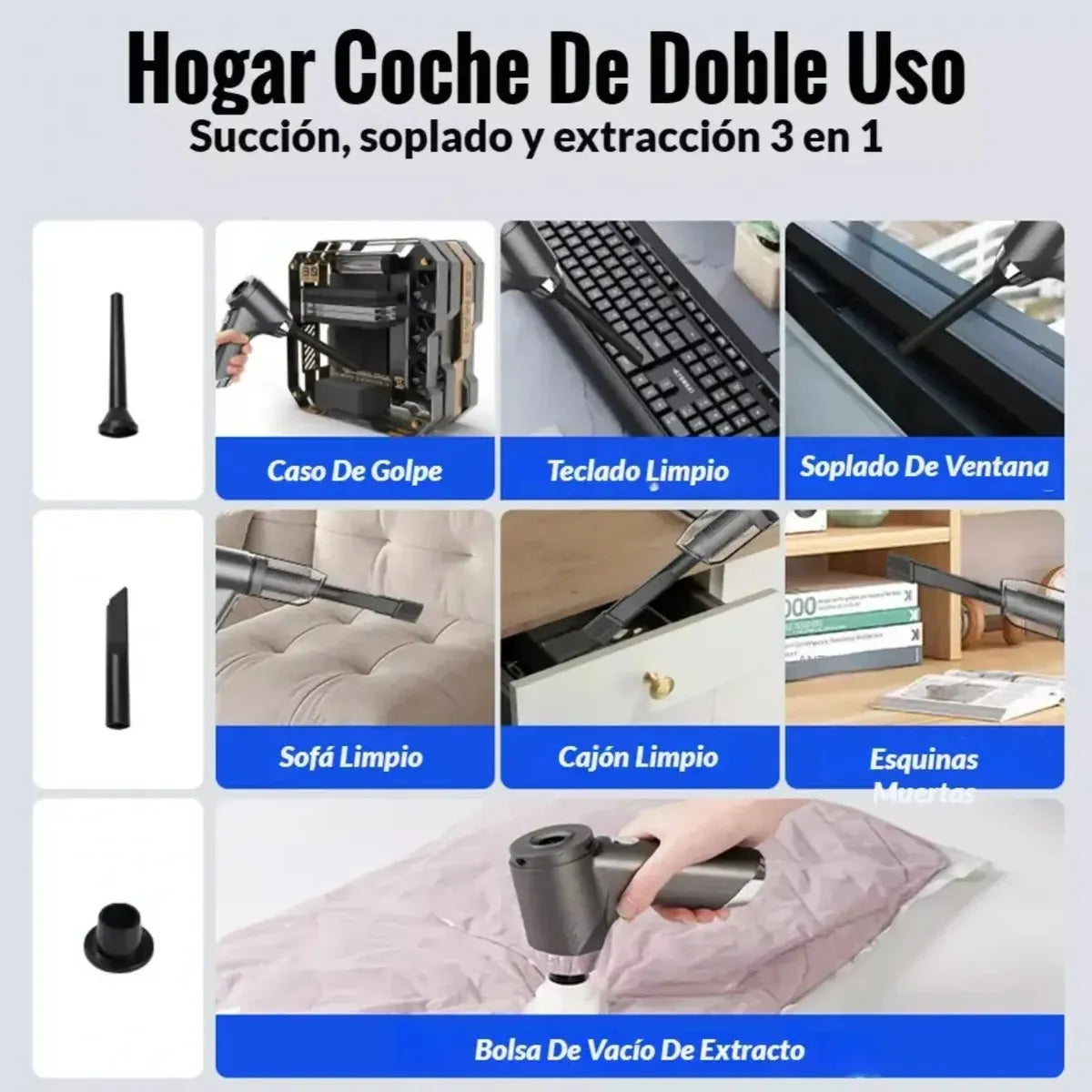 Mini Aspiradora De Mano Recargable 3 en 1 Usb